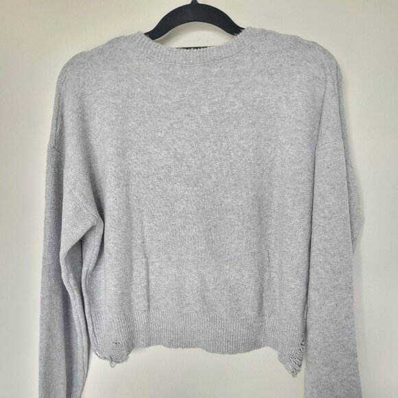 NWOT Wildfox Gray Crew Neck knit sweater Roasty & Toasty size M - Picture 3 of 9